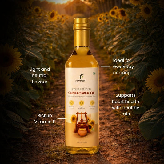 Fiviori Cold - Pressed Sunflower Oil — Pure Organic, Naturally Rich in Vitamin E & Antioxidants - Fiviori Farms