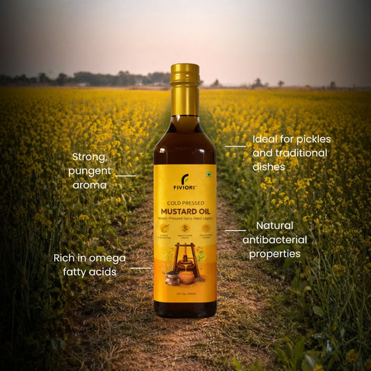 Fiviori Farms Pure Cold Wood Pressed Mustard Oil — Cold Pressed, Farm Direct - Fiviori Farms