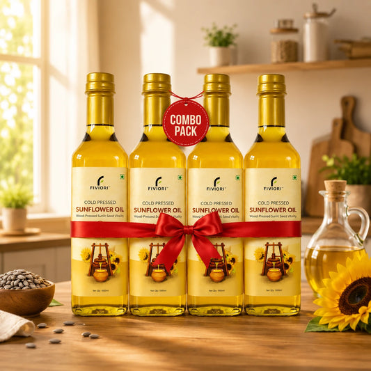 Fiviori Cold Pressed Sunflower Oil Combo Pack – 4 x 1L