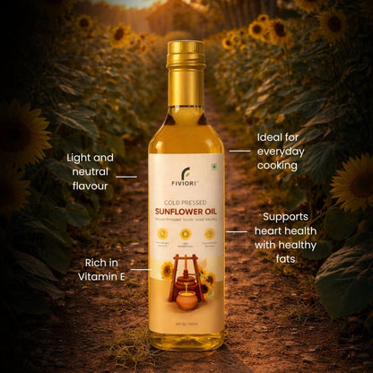 Fiviori Cold - Pressed Sunflower Oil — Pure Organic, Naturally Rich in Vitamin E & Antioxidants - Fiviori Farms