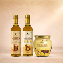 Fiviori Healthy Cooking Combo — Cold - Pressed Groundnut & Sunflower Oil + A2 Gir Cow Ghee 500ml | Organic - Fiviori Farms