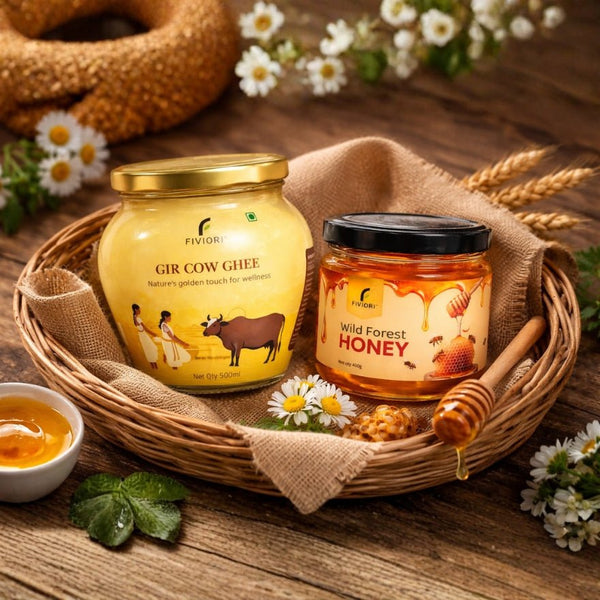 Fiviori Immunity Combo — A2 Gir Cow Ghee & Raw Organic Honey for Daily Wellness - Fiviori Farms